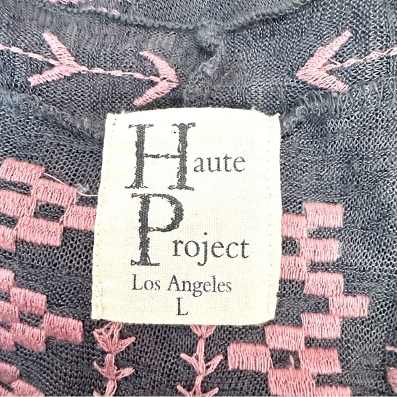 Haute Project Los Angeles Gray Pink Boho Waterfall Cardigan Sweater Tribal Large - Picture 6 of 8